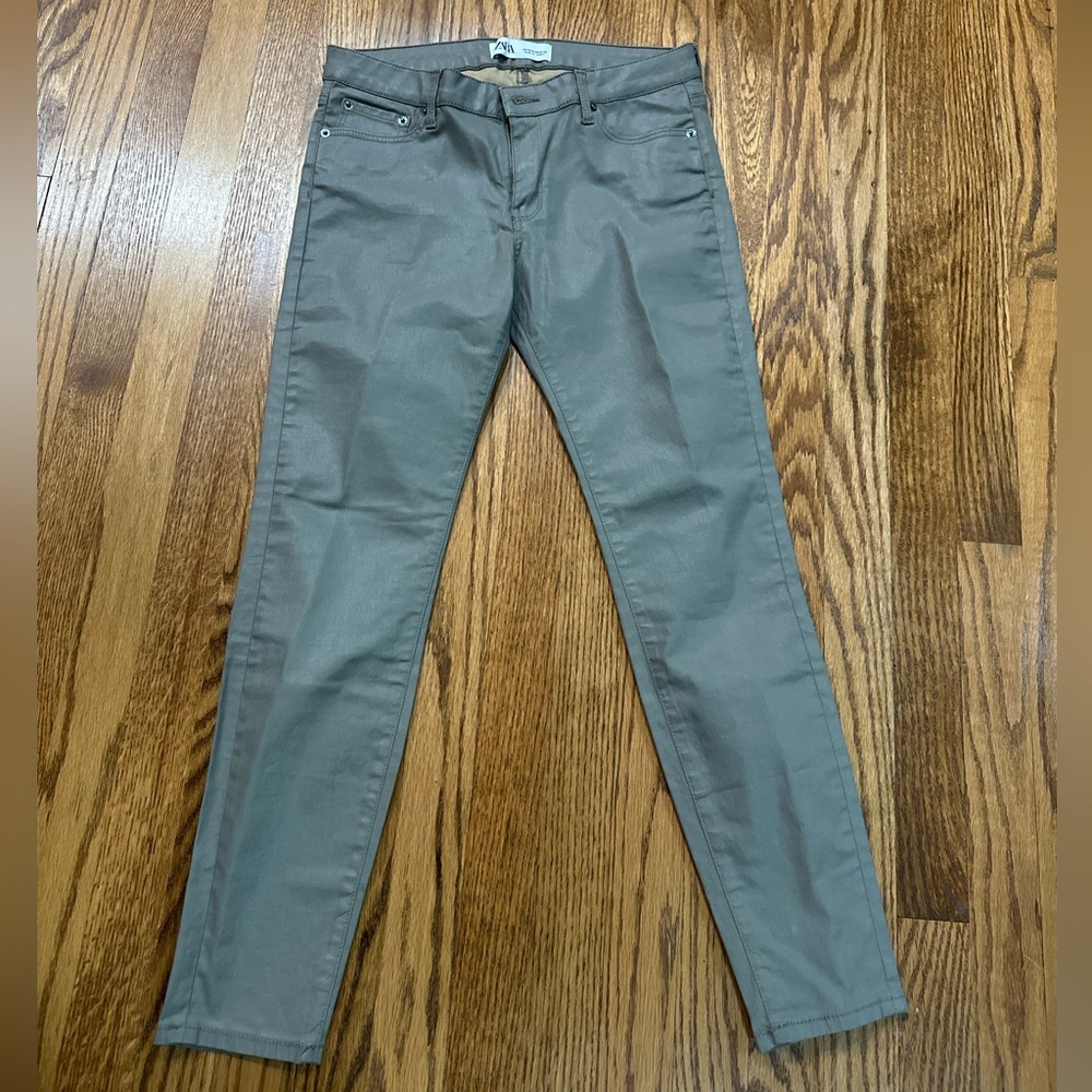 NWOT Zara Gray Pleather Skinny Pants